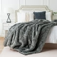 thumbnail image 2 of ZXNYH Grey Faux Fur Throw Blanket for Couch,Sofa,Bed, Super Soft, Cozy, Fuzzy, Fluffy, Elegant, Decorative Couch Blanket Reversible to Plush Velvet, 50"x60", 2 of 7