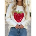 thumbnail image 5 of LMLYSoH Women Knit Sweater Long Sleeve Crew Neck Strawberry Pullover Warm Sweater for Fall Winter, 5 of 9