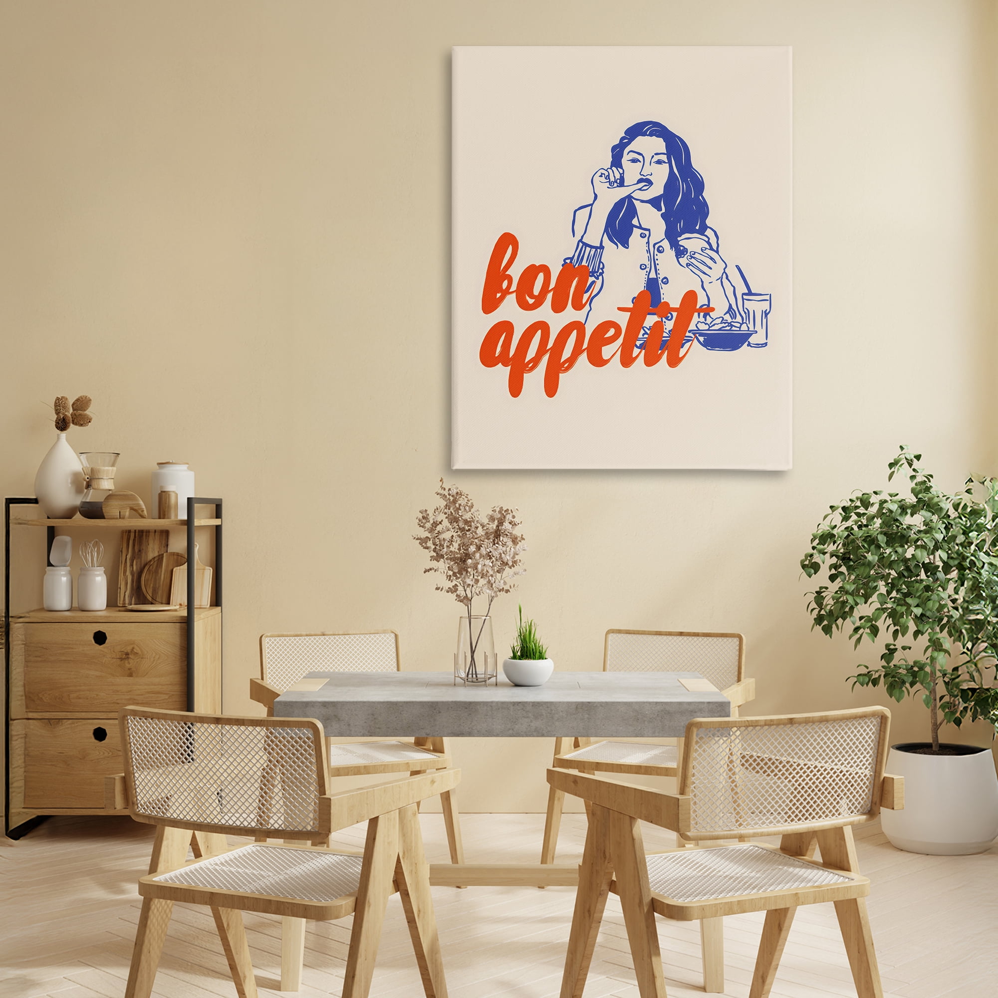 Stupell Industries Bon Appetit Woman Enjoying Meal Canvas Wall Art, design by The Prints Vibe
