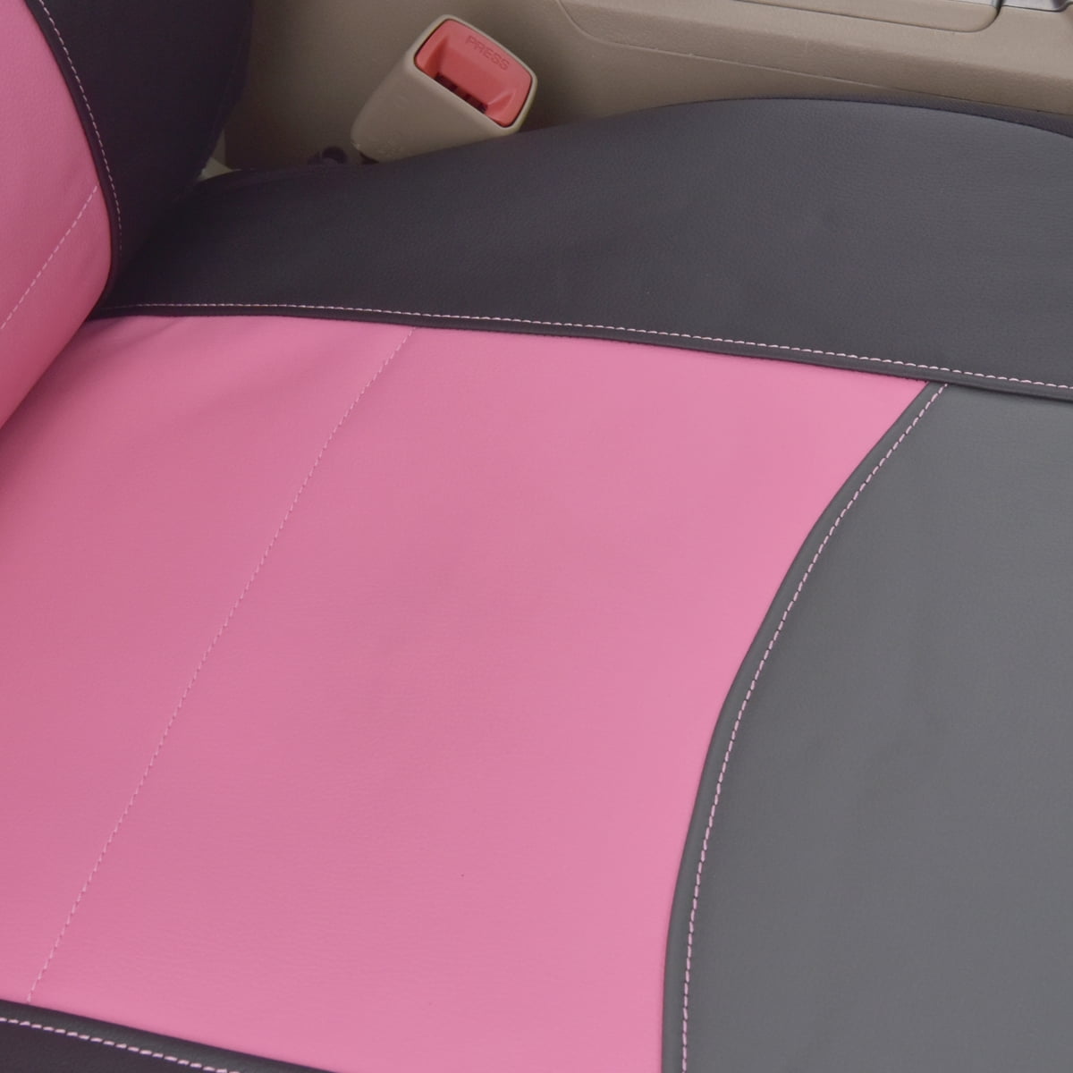 Flying Banner Car Seat Covers Protectors Full Set Synthetic Leather Front Pair Pink