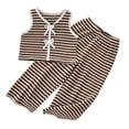 thumbnail image 4 of Amidoa Girls Summer Outfit Sets 2 Piece T-Shirt Tank Top and Casual Pants Set Kids Clothing Sets Brown Size 3T, 4 of 9