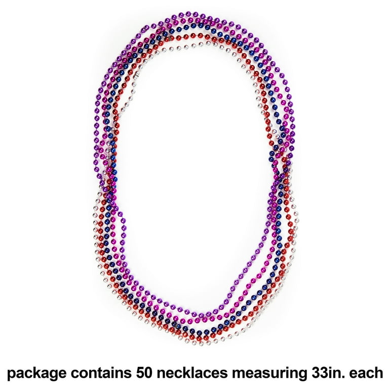 Mardi Gras Small Round Bead Necklaces (12/Package)