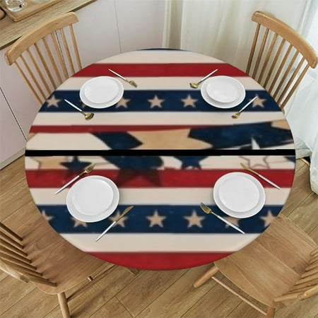 

Autua Stars Stripes Americana Round Tablecloth 100% Polyester Stain-Resistant Washable for Indoor Outdoor Restaurants Weddings Parties Home Kitchen Decoration 31 -35
