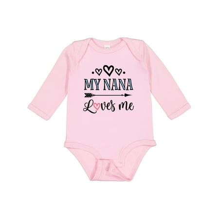 

Inktastic My Nana Grandma Loves Me Girls Gift Baby Girl Long Sleeve Bodysuit