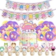 thumbnail image 1 of Squishmallows Theme Birthday Party Decoration Plush Toys Pull Flag Cake Topper Balloon Set, 1 of 5