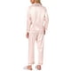 thumbnail image 3 of Pijamas de satén para mujer Cheibear, ropa de dormir de manga larga con pantalones, conjuntos de lounge con botones y estampado floral, 2XL, rayas rosas, 3 of 4