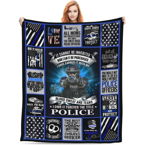 Police Gifts - Police Retirement Birthday Gift Ideas for Men- Thin Blue Line Gifts - Police Academy Graduation Gifts - Gifts for Cop - Police Officer Stuff 50X60