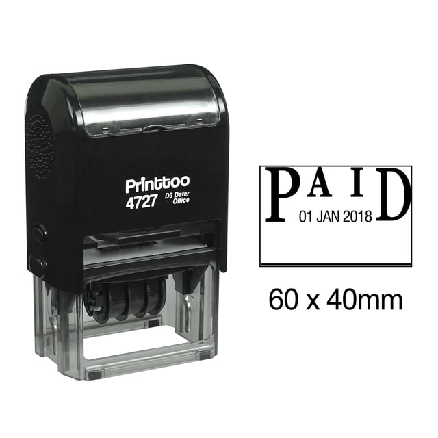 Printtoo Dater Stamp Self Inking With Paid Text Date Rubber Stamp Office Stationery-Black