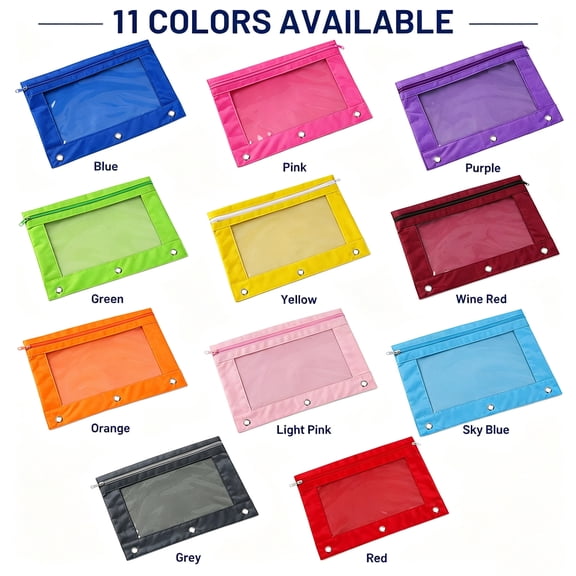 3-Hole Oxford Pencil Pouch With File Pocket, Ventilated Large Capacity Stationery Bag, Binder Document Organizer for Office Layout