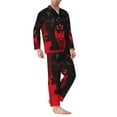 thumbnail image 2 of Disketp Black Panther Red Background for Pajamas Set Long Sleeve Sleepwear Mens Button Down Nightwear Pj Sets-XX-Large, 2 of 7