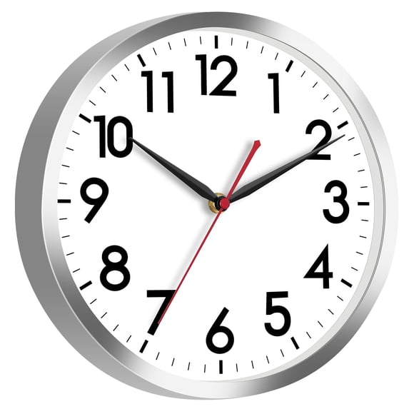 Reloj de pared AKCISOT, silencioso, funciona con pilas, 30 cm, plateado