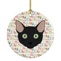 Mandalay Cat Christmas Ceramic Ornament 2.8 in x 2.8 in