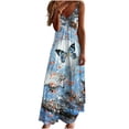 thumbnail image 2 of SMihono Robe Maxi Bohème d'Été pour Femmes Grande Taille Mode Femme Bretelles Taille Mi-Haute Col en V Sans Manches Rayée Imprimée Robe Longue de Plage, 2 of 5