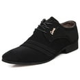thumbnail image 4 of Tawop Dress Shoes Men Faux Leather Casual Dress Shoes Comfy Business Lace Up Soft Sole Suede Oxfords Black Size:5.5, 4 of 4