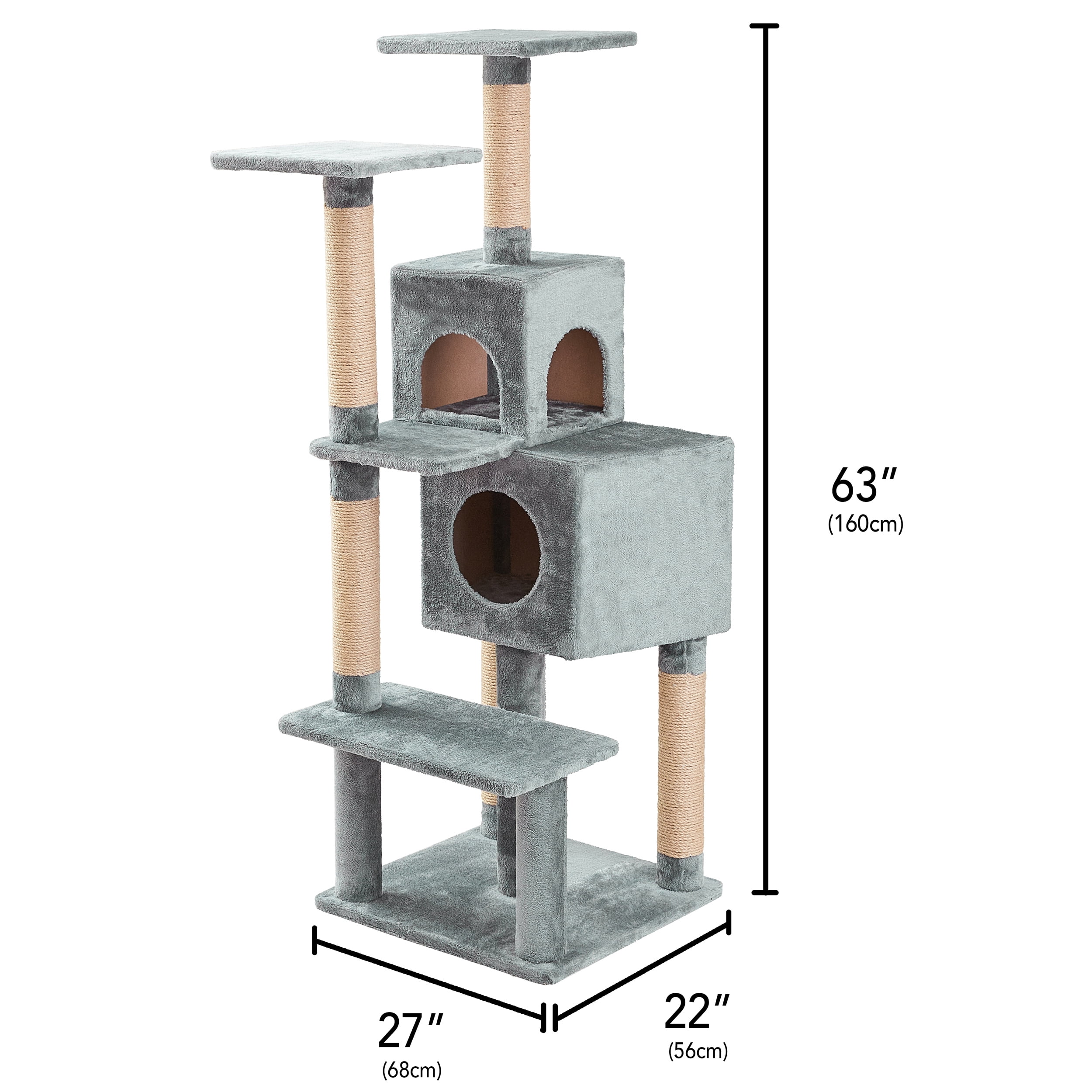 Two by Two Greenwich - Gray Scratching Post Cat Furniture - 63 in. Tall