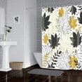 thumbnail image 5 of Gold Leaf Shower Curtain Modern Black and Yellow Maple Leaves Shower Curtains Set for Bathroom Tropical Plants Waterproof Fabric Stall Bath Curtains with 12 Hooks Rings Extra Long 72x72in, 5 of 6