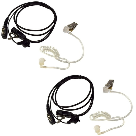 HQRP 2-Pack 2 Pin Acoustic Tube Earpiece Headsets Mic for ICOM IC-F44GS, IC-F44GT, IC-F4GS, IC-F4GT