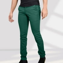 Muscularfit Green Breathable Work Pants for Men Golf Business Streetwear Chinos Full Slim Mens Pants Casual,L