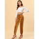thumbnail image 2 of Allegra K Pantalones Largos De Terciopelo Con Corazones De Cintura Elástica Alta Para Mujer Marrón M, 2 of 5