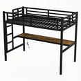 thumbnail image 4 of Metal Twin XL Size Loft Bed - Power Outlet & LED Lighted, Space-Saving, Black, 4 of 16