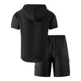thumbnail image 3 of StSilkitty Men's 2 Piece Outfits Solid Color Short Sleeve Button down Hooded Shirts and Shorts Set Lightweight Soft Casual Outfit, 3 of 5
