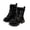 Black, variant on Girls Martin Boots Faux Leather Tall Boots with Double Buckle & Side Zipper Non Slip Thick Platform Sole Casual Dress Footwear for Fall Winter Daily Wear Black 2.5(37)