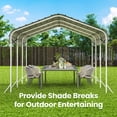 thumbnail image 6 of YOKWOK 15'x10' Heavy Duty Metal Carport Sturdy Structure, All Weather Protection, Easy Assembly for Cars, Trucks, Boats, Tractors, and Outdoor Storage, Beige, 6 of 8
