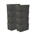 thumbnail image 1 of Sterilite 45 Gallon Plastic Stackable Storage Tote w/ Lid & Wheels, 8 Pack, 1 of 8