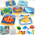 thumbnail image 1 of Puzles de madera para niños pequeños TOY Life, 7 unidades, animales marinos de 1 a 3 años, 1 of 8