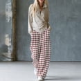 thumbnail image 6 of Asxite Womens Pajama Pants Plaid Print Elastic Waist Straight Leg Loose Breathable Bottoms, 6 of 7