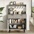 thumbnail image 4 of Buffet Bahut Cannelé avec Rangement, Armoire Moderne de Bar à Café avec Tablettes Ajustables et 2 Tiroirs, Console de Buffet en Bois, 4 of 9