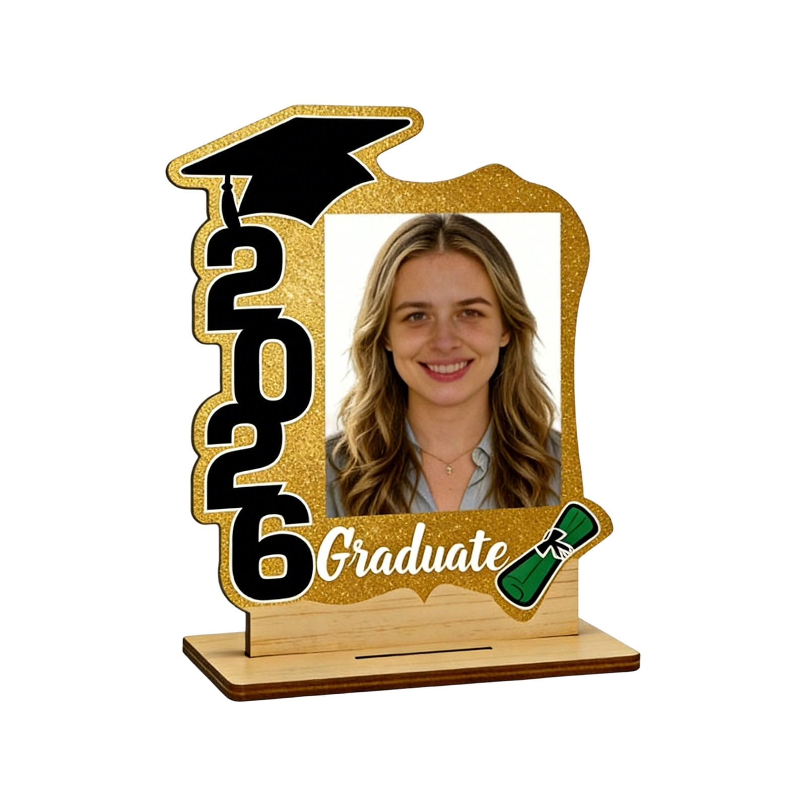 6 Pcs Graduation Picture Frame Class of 2026, Wooden Photo Display Frame with Grad Cap for DIY Graduation Keepsake, Congrats Gift for High School College Grad, Party Decor