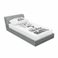 thumbnail image 3 of Ambesonne Saying Fitted Sheet & Pillow Sham Set, Monotone Tent and Lettering, Queen, White Black, 3 of 3