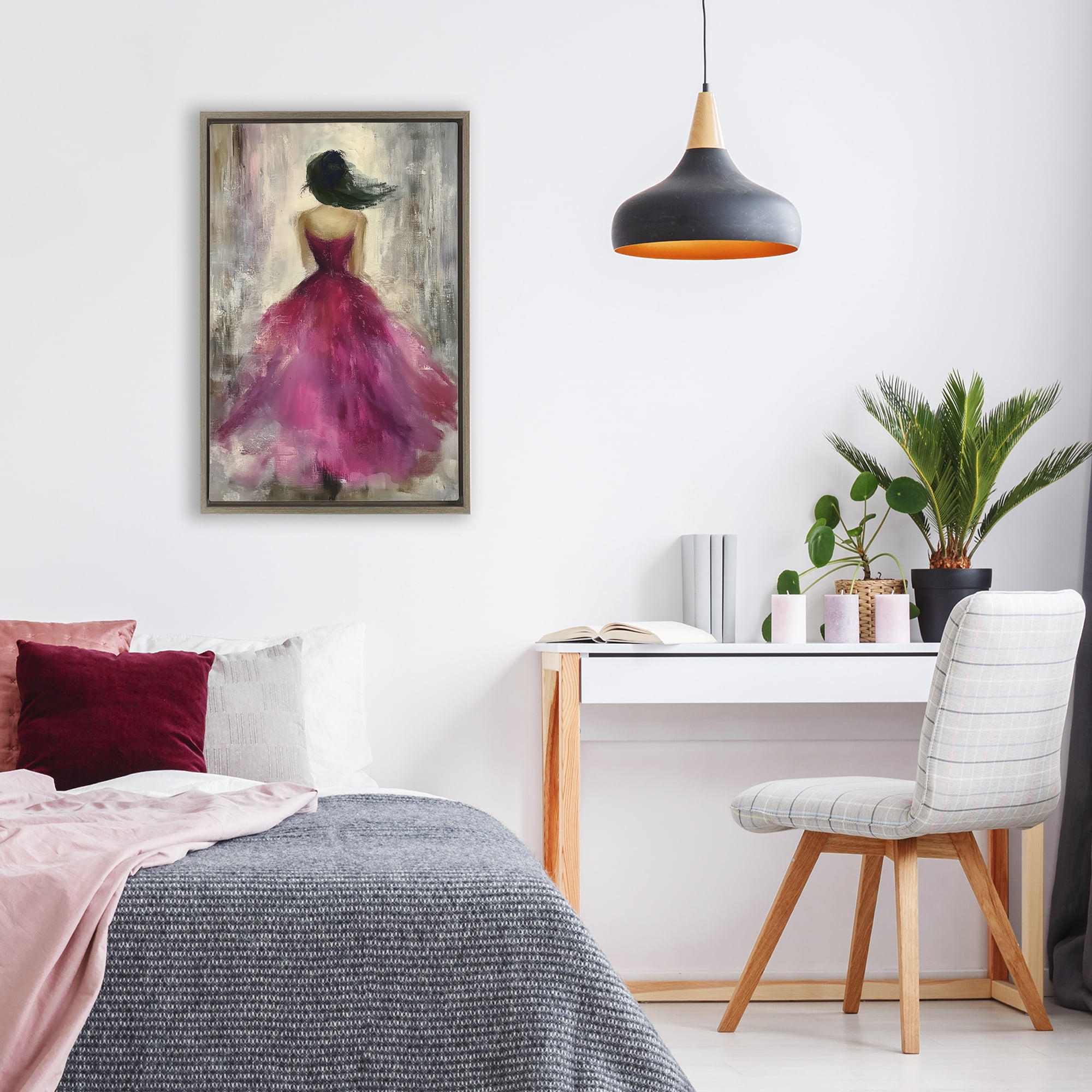 After Midnight Girl in Gown Brown Framed Floater Canvas Wall Art, design by Annabelle Hall