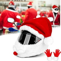 Meottam Christmas Santa Motorcycle Cover and Gloves Set Nativity Cover Xmas Hat Decoration Accessories for Adults (Universal Size)
