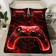 thumbnail image 2 of Manfei Boys Girls Red Gamepads 3pcs Twin Sheet Sets,Video Game Twin Fitted Sheet,Geometric Hexagon Honeycomb Breathable Flat Sheet,Ultra Soft Home Decor, 2 of 7
