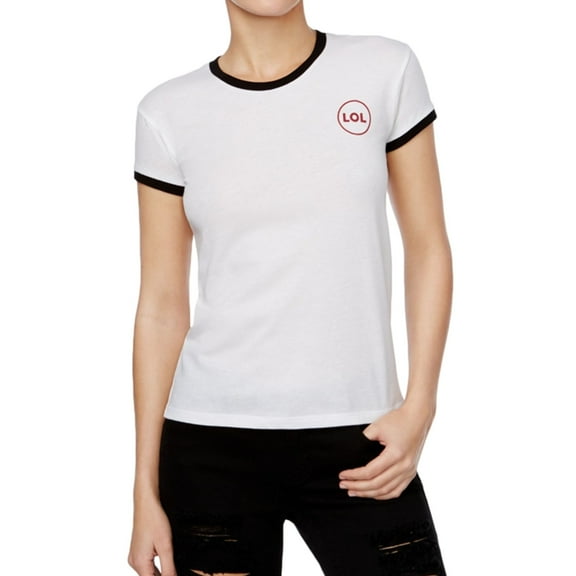 Mighty Fine Womens LOL Graphic T-Shirt, White, Juniors, Medium