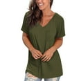thumbnail image 2 of Summer Tops Viikei Womens V-Neck Plus Size T-Shirt on Clearance Summer Loose Fit Solid Color Casual Shirt for Womens,Fashion Women Casual Solid Pullover V-Neck Short Sleeve T-Shirt Tops Blouse, 2 of 4