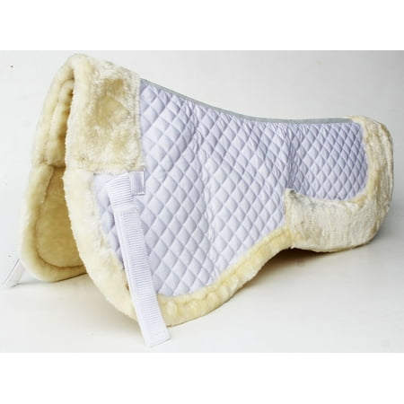 Horse English Quilted SADDLE Half Pad Correction Wither Relief Fur White