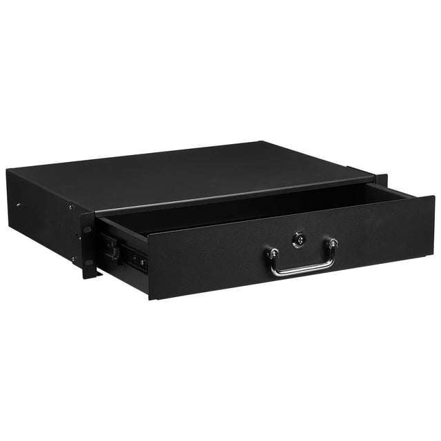 Unique Bargains 2U Rack Mount Drawer for 19 Inch AV/Network/DJ Equipment Racks or Cabinets with Lock and Key.