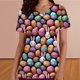 thumbnail image 2 of TaTaai Women's Easter V-Neck Top Short Sleeve Printed Pocket Loose Fit Casual Spring Vintage Blouse Shirt Family Gathering Egg Hunt Gift, 2 of 6