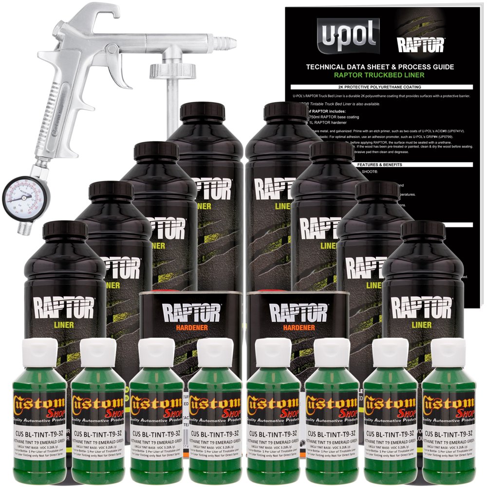 Raptor Emerald Green Urethane SprayOn Truck Bed Liner Spray Gun, 8 Liters