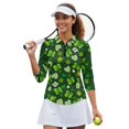 thumbnail image 2 of HUIACONG Rabbit with Clovers Womens 3/4 Sleeve Golf Shirts Quarter Zip Polyester Spandex with Comfortable Women's Golf Polo Shirts for Sports Enthusiasts, 2 of 10