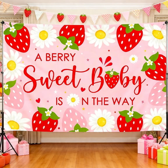 Berry Sweet Baby Shower Decorations Party Banner A Berry Sweet Baby Is On The Way Baby Shower Decor Backdrop