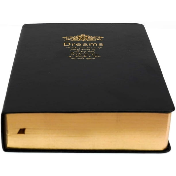 Journal épais, papiers vierges de qualité supérieure avec bordure dorée,  cahier à couverture rigide avec couverture en similicuir souple noir, 416  pages 