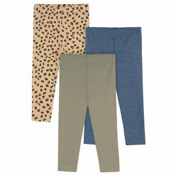 Gerber Baby Girl Jeggins Green 3-Pack, Sizes 0-18 Months