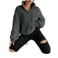 thumbnail image 2 of Winter Fleece Jacket for Women Zipper Stand Collar Casual Coats with Pockets Dark Gray M, 2 of 9