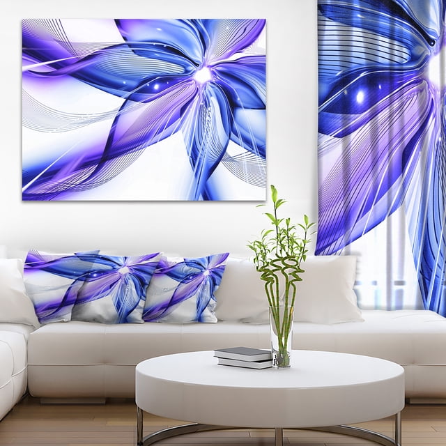 Fleur Fractale Bleue Vive - Impression sur Toile d'Art Floral
