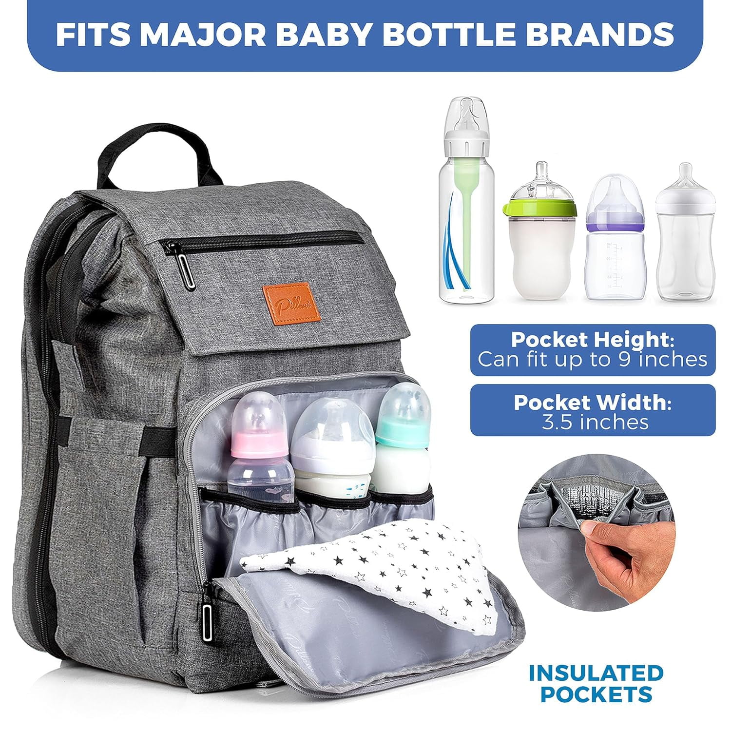 PILLANI Baby Diaper Bag Backpack - Large Bag for Boys & Girls, Waterproof Diaper Backpack - Travel Diaper Bags w/Changing Pad, Baby Registry Search & Shower Gifts - Essentials Must Haves Newborn Stuf