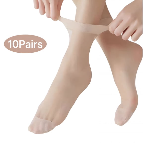 TELOLY 10 Pairs Nylon Socks for Women Sheer Ankle Socks Silky Breathable Hosier for Women and Girls
